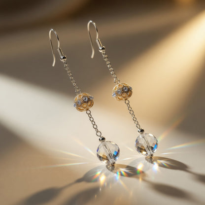 Czech Glass Bohemian Crystal Dew Long Dangle Drop Earrings