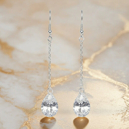 Swarovski Crystal Diamond Tear Dangle Earrings