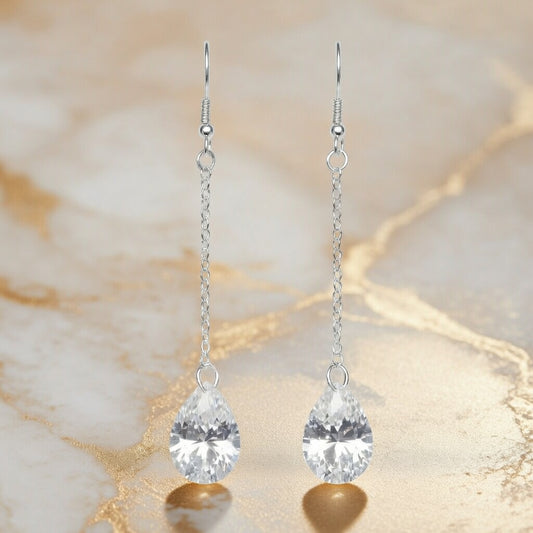 Swarovski Crystal Diamond Tear Dangle Earrings
