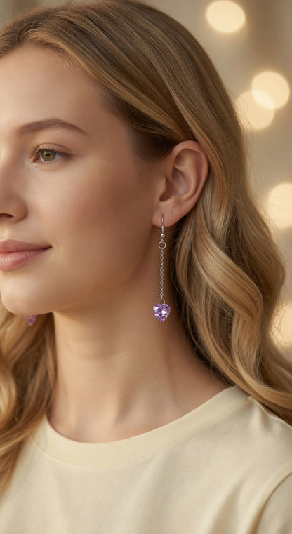 Swarovski Crystal Purple Heart Whisper Dangle Earrings