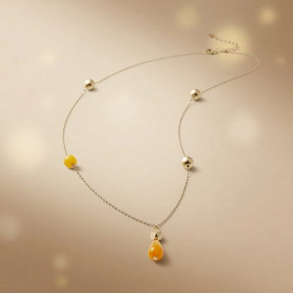 Czech Glass  Golden Dewdrop Necklace