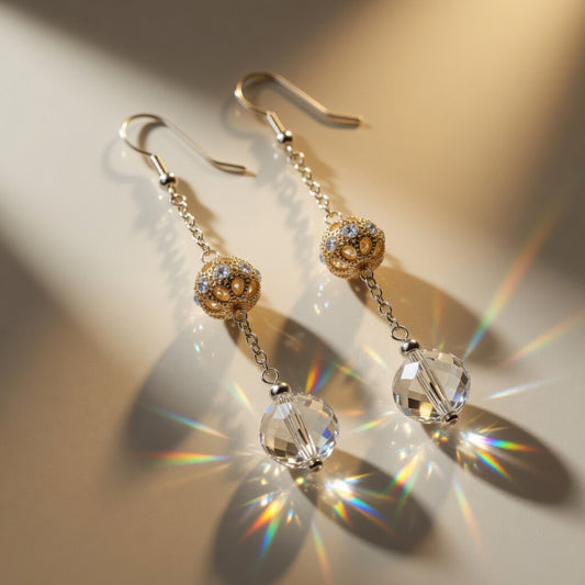 Czech Glass Bohemian Crystal Dew Long Dangle Drop Earrings