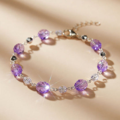 Czech Glass Purple Beaded Bracelet