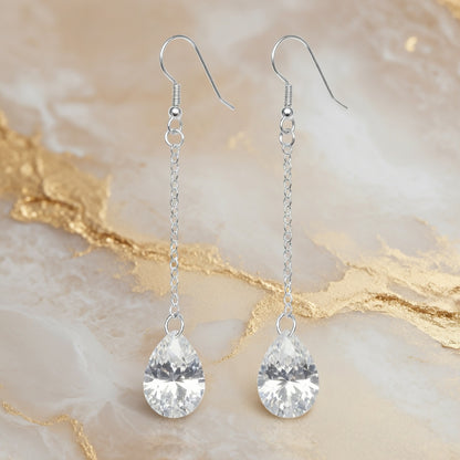 Swarovski Crystal Diamond Tear Dangle Earrings