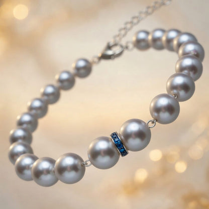 Czech Glass Pearl Azure Necklace by Belle Bohemia Jewelry