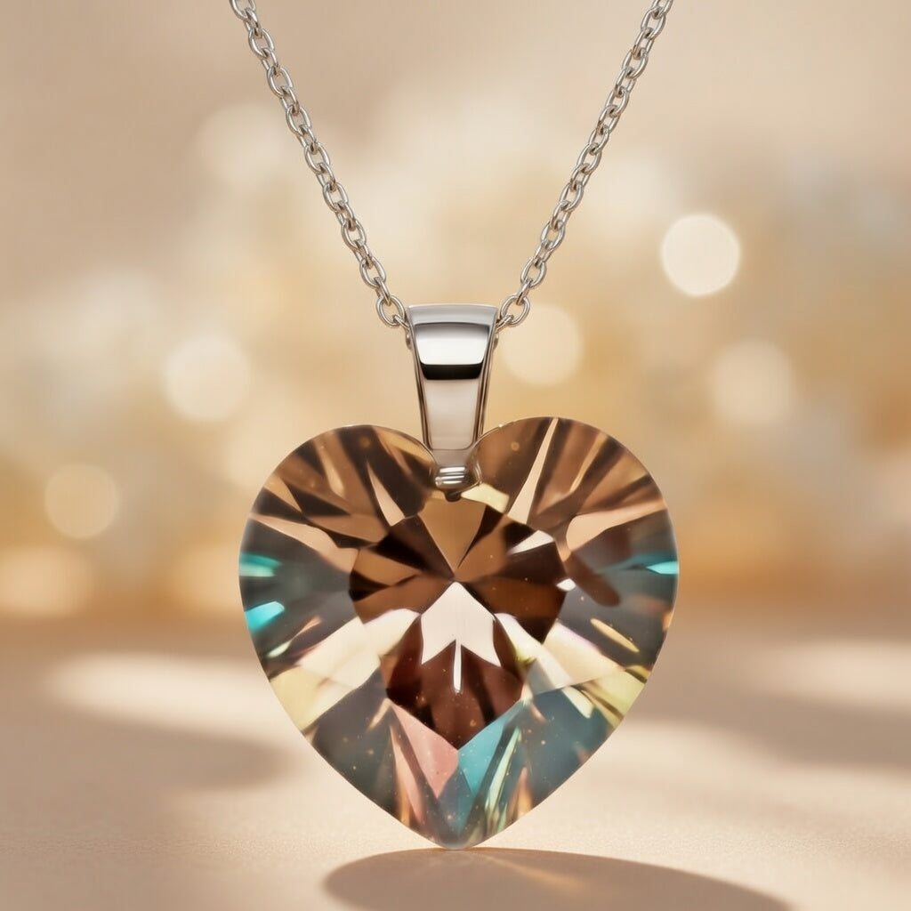 Swarovski Flame Heart Pendant Necklace by Belle Bohemia Jewelry