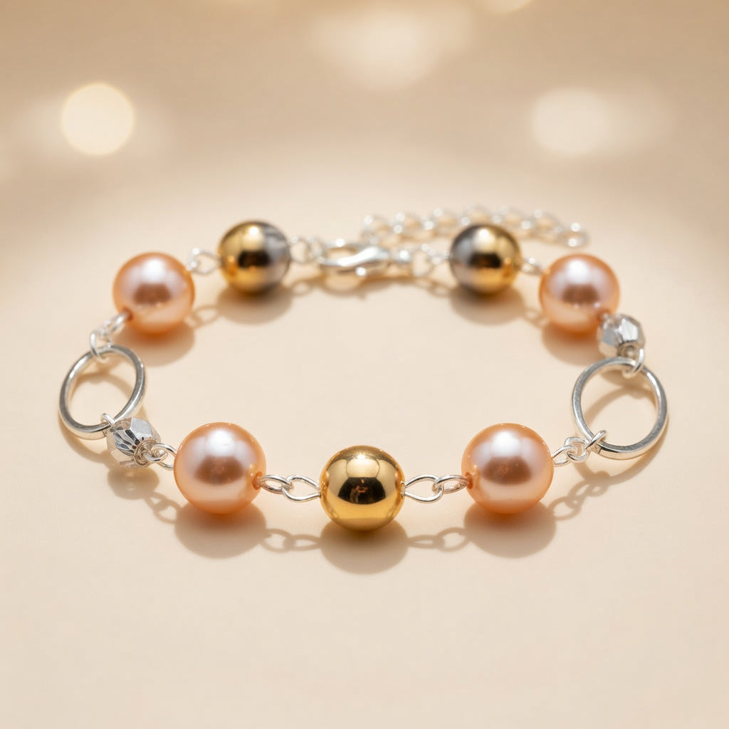 Pearl Peach Spectrum Beaded Bracelet