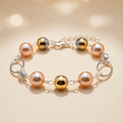 Pearl Peach Spectrum Beaded Bracelet