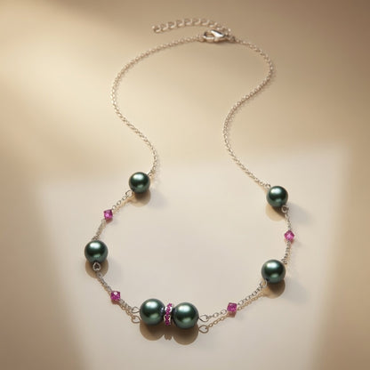 Czech Glass Swarovski beads Green Pearl Emerald Tale of the Ocean Necklace