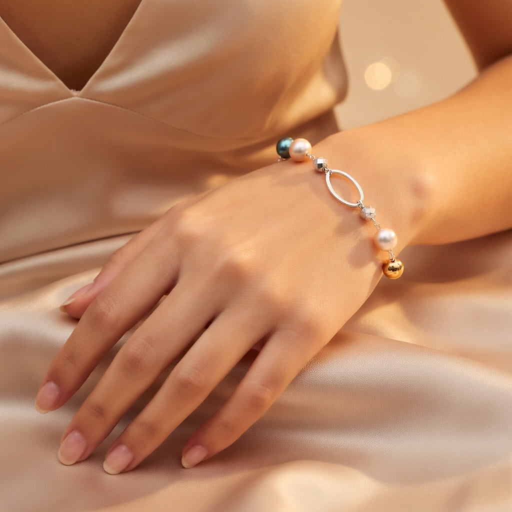 Pearl Peach Spectrum Beaded Bracelet