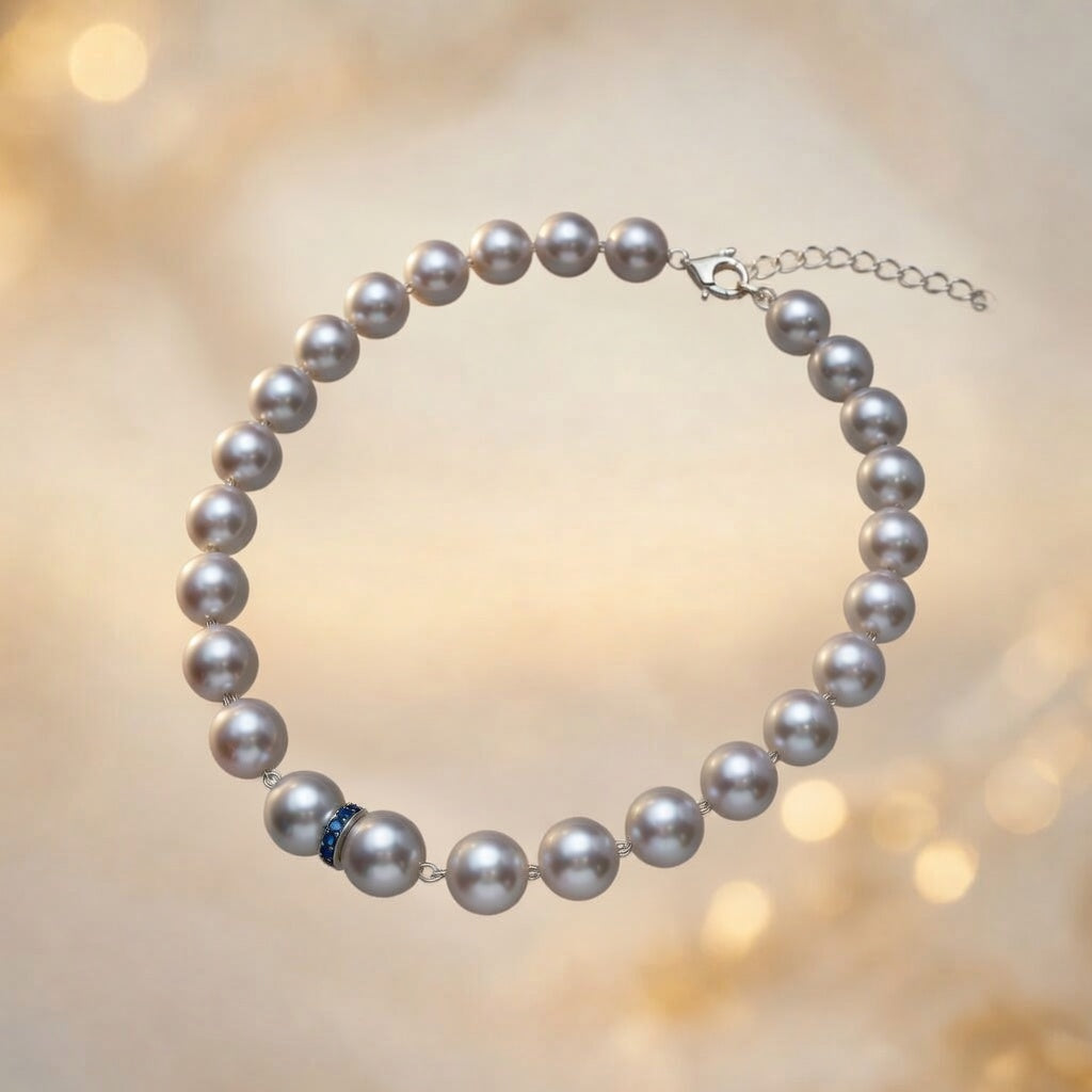 Czech Glass Pearl Azure Necklace by Belle Bohemia Jewelry