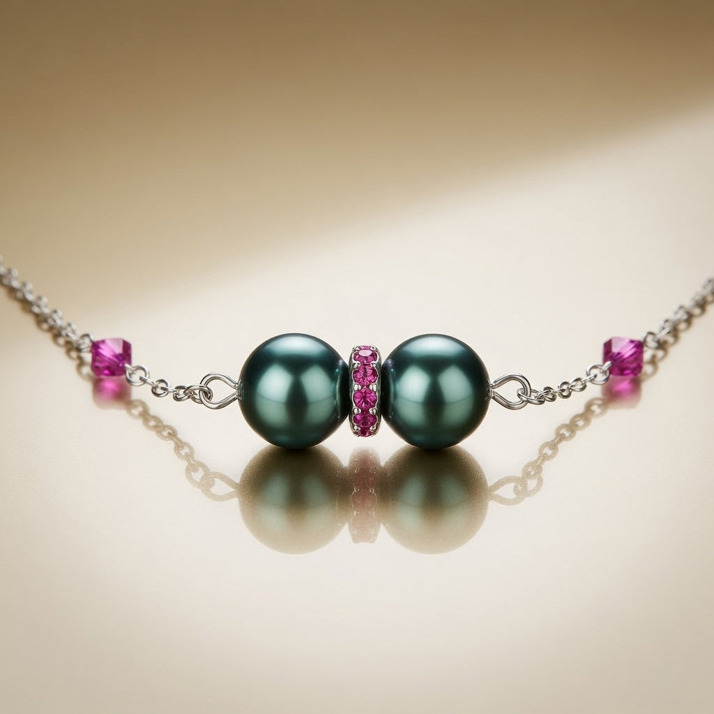 Czech Glass Swarovski beads Green Pearl Emerald Tale of the Ocean Necklace
