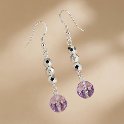 Czech Glass Lunar Violet Dangle Earrings