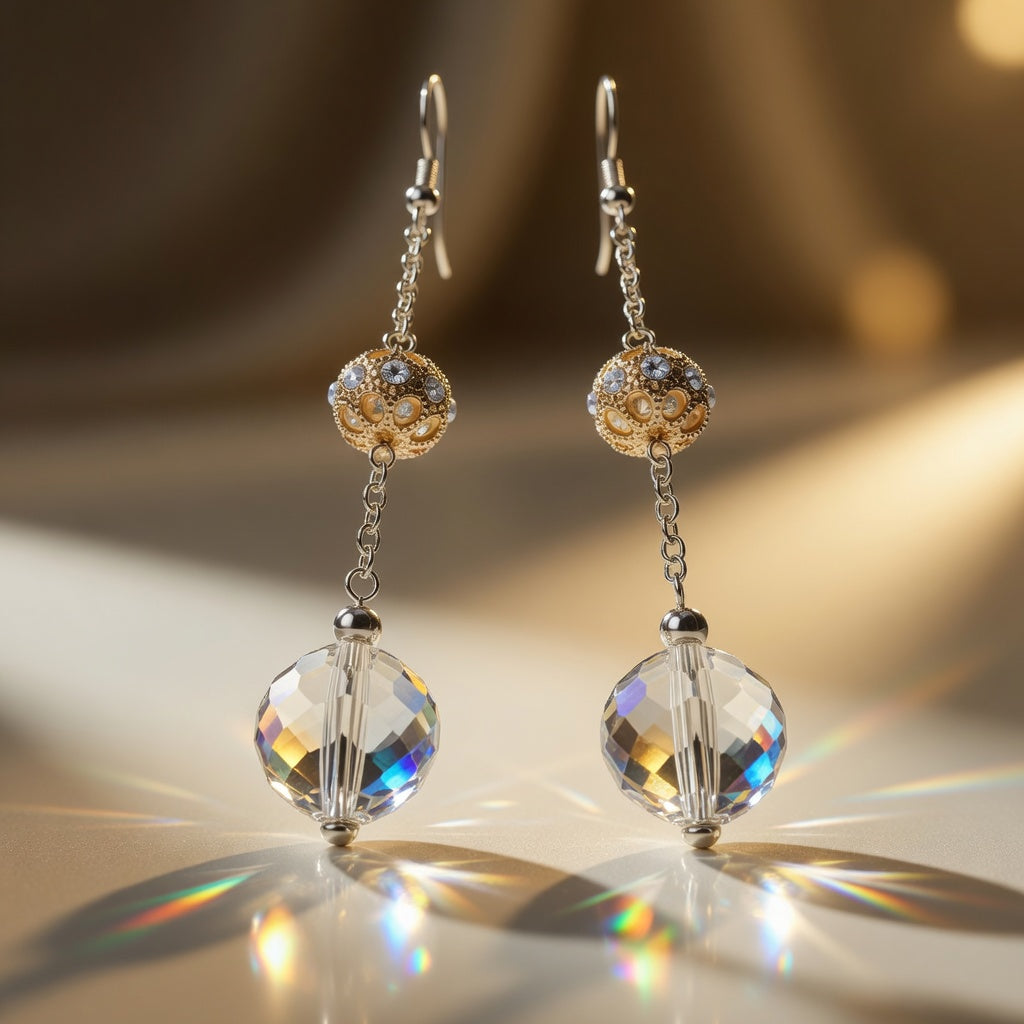 Czech Glass Bohemian Crystal Dew Long Dangle Drop Earrings