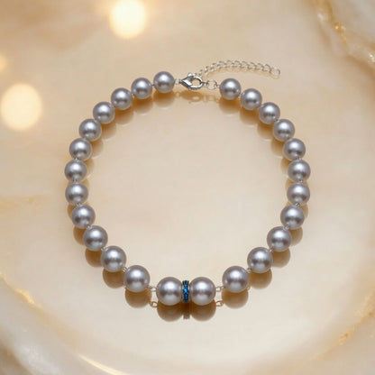 Czech Glass Pearl Azure Necklace by Belle Bohemia Jewelry