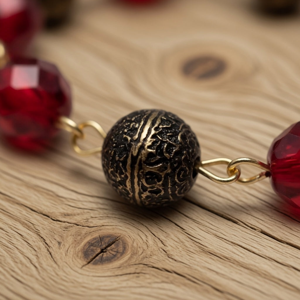 Czech Glass Ruby Waltz Beaded Bracelet