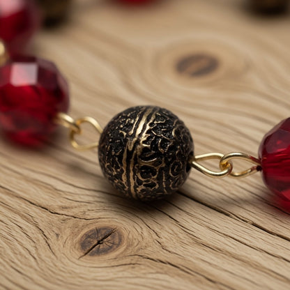 Czech Glass Ruby Waltz Beaded Bracelet