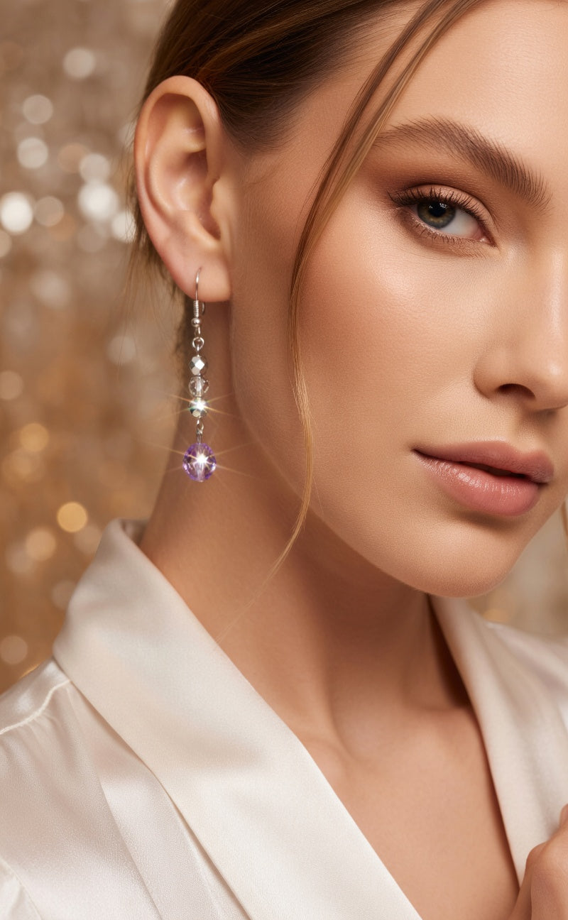 Czech Glass Lunar Violet Dangle Earrings