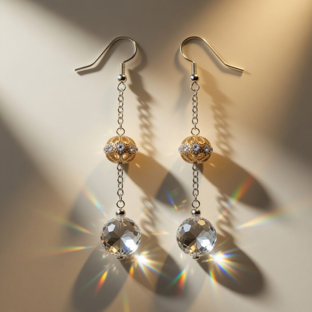Czech Glass Bohemian Crystal Dew Long Dangle Drop Earrings