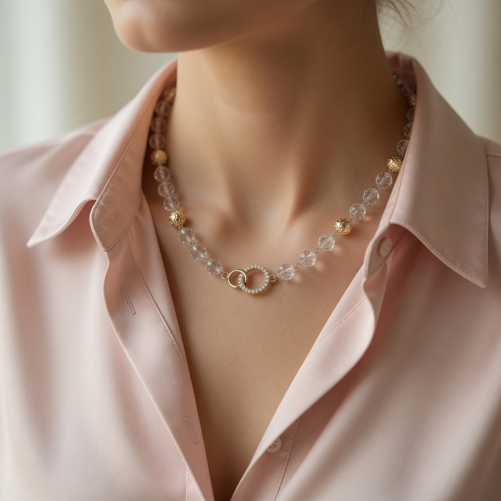 Necklace Golden Crystal Dew