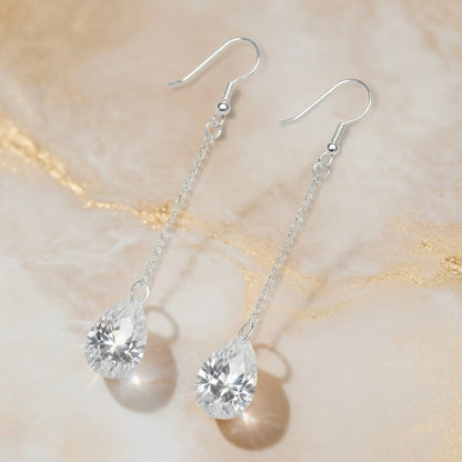 Swarovski Crystal Diamond Tear Dangle Earrings