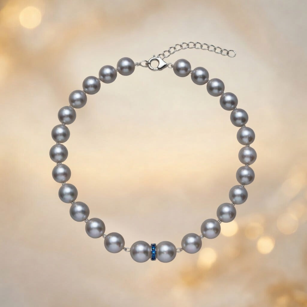 Czech Glass Pearl Azure Necklace by Belle Bohemia Jewelry