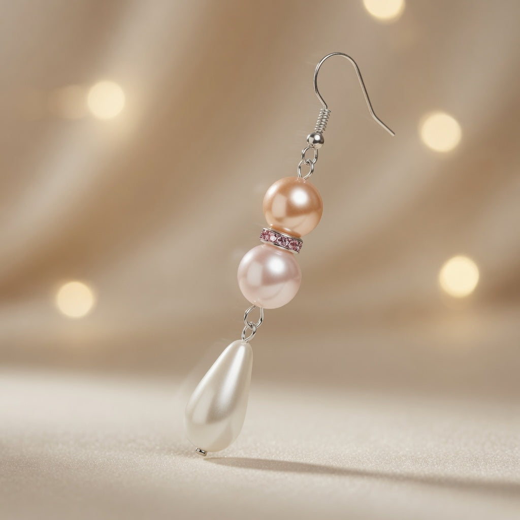 Pearl Teardrop Czech Glass Pearl Sunset Dangle Earrings