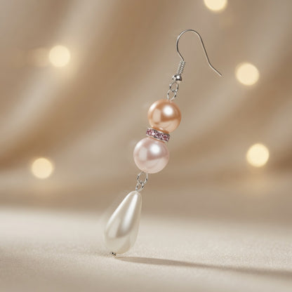 Pearl Teardrop Czech Glass Pearl Sunset Dangle Earrings