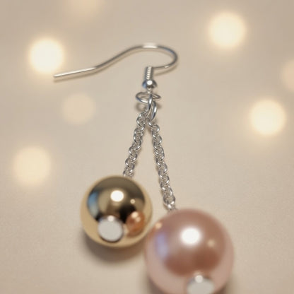 Czech Glass Pink Pearl Dawn Dangle Earrings