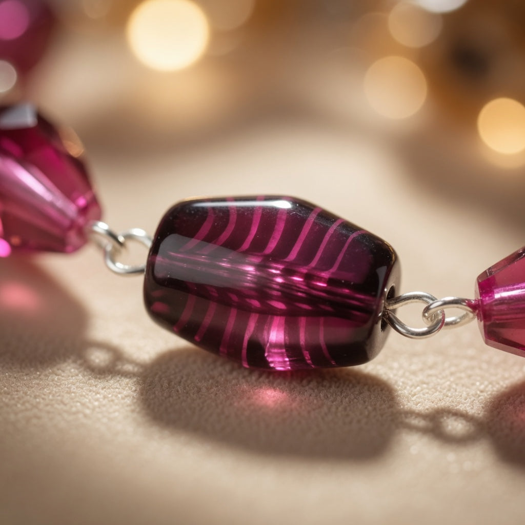 Czech Glass Garnet Luxury Burgundy Bohemian Statement Beaded Necklace