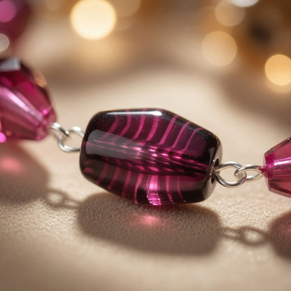 Czech Glass Garnet Luxury Burgundy Bohemian Statement Beaded Necklace