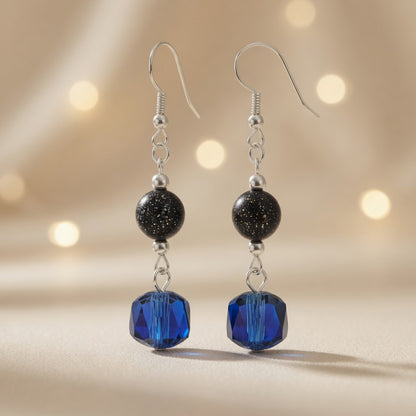 Midnight Sapphire Glow Drop Earrings