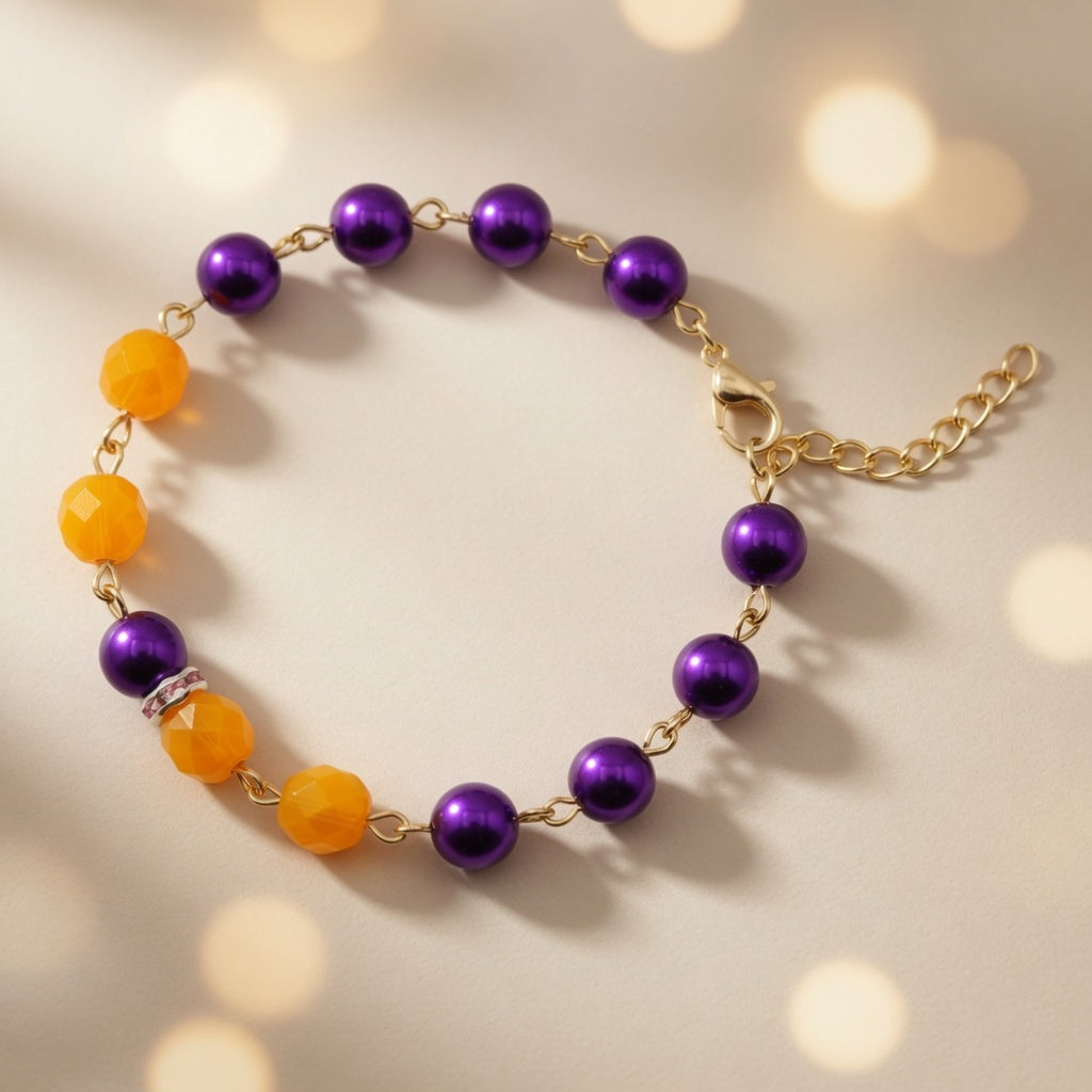 Czech Glass Purple Twilight Bohemian Glass Beaded Bracelet