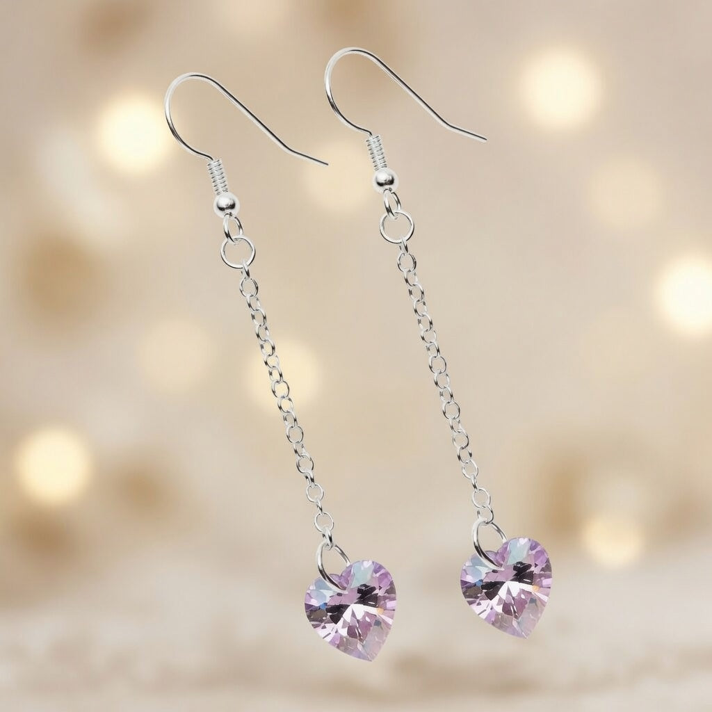 Swarovski Crystal Purple Heart Whisper Dangle Earrings