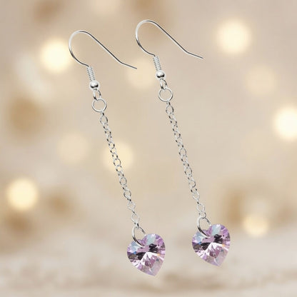 Swarovski Crystal Purple Heart Whisper Dangle Earrings
