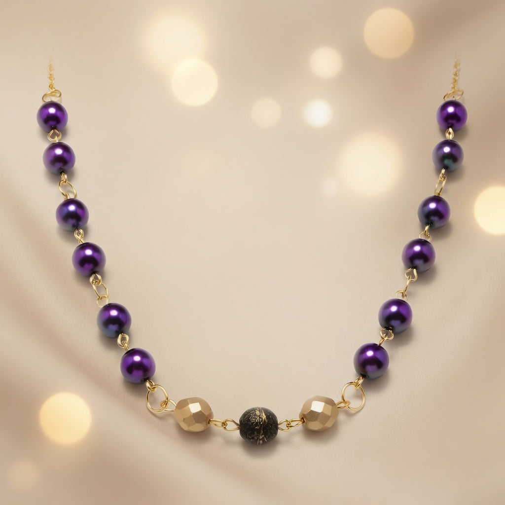 Czech Glass Purple Pearl Glow Necklace