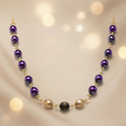 Czech Glass Purple Pearl Glow Necklace