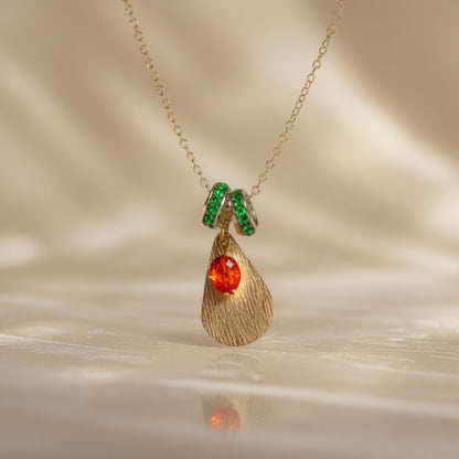 Golden Ember Leaf Necklace