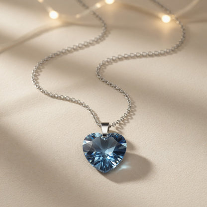 Swarovski Crystal Heart Necklace, Blue Azure Heart Pendant