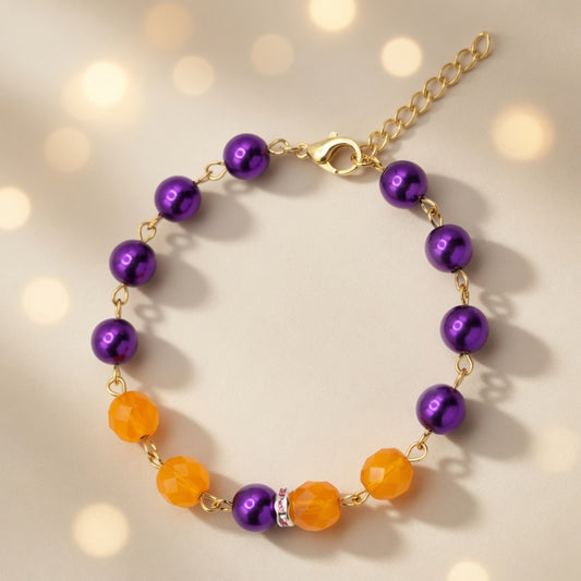 Czech Glass Purple Twilight Bohemian Glass Beaded Bracelet