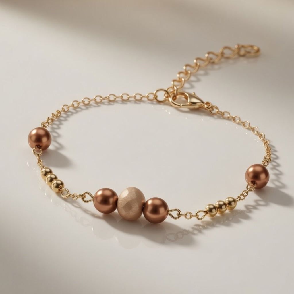 Gold Bead Pearl Bracelet