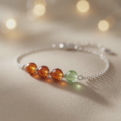 Orange Green Crystal Czech Glass Handmade Bracelet