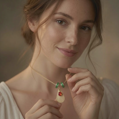 Golden Ember Leaf Necklace