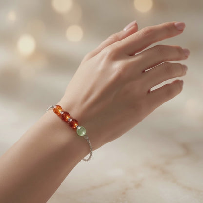 Orange Green Crystal Czech Glass Handmade Bracelet