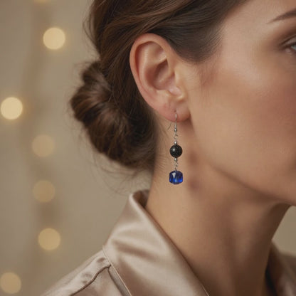 Midnight Sapphire Glow Drop Earrings