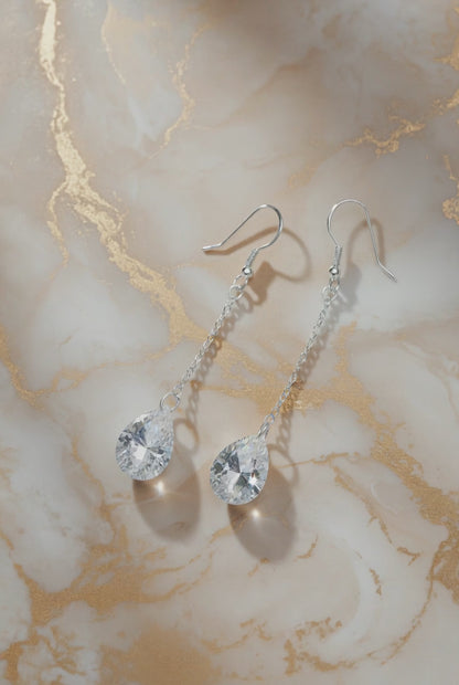 Swarovski Crystal Diamond Tear Dangle Earrings