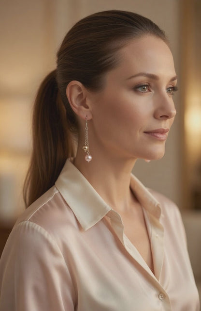 Czech Glass Pink Pearl Dawn Dangle Earrings