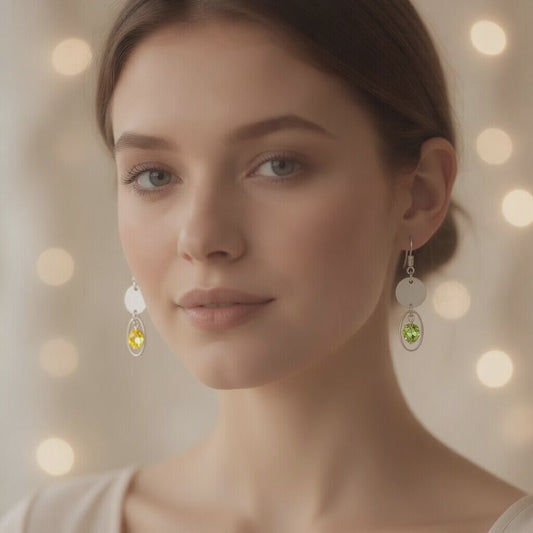 Mystical Bohemian Crystal Duo Czech Glass drop earrings