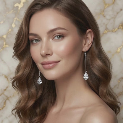 Swarovski Crystal Diamond Tear Dangle Earrings