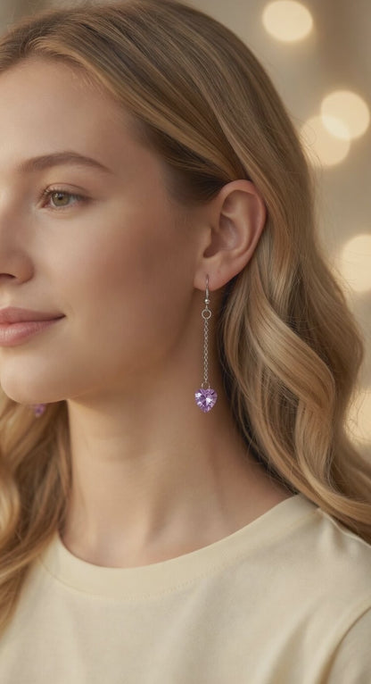 Swarovski Crystal Purple Heart Whisper Dangle Earrings